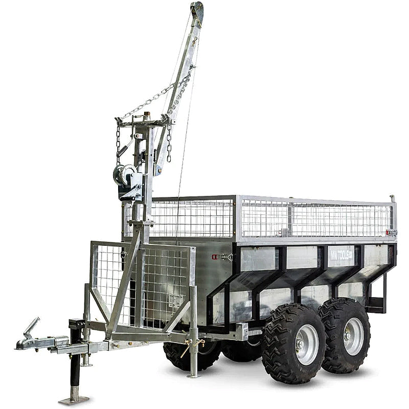 5945035208344a466711fedd77bfb626 Remolque basculante con grúa - 1000kg - caja galvanizada - Imagen 1